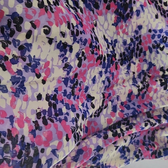 UNICA hiya Pink, purple, white, black pattern blouse cap sleeve Small - Picture 10 of 15